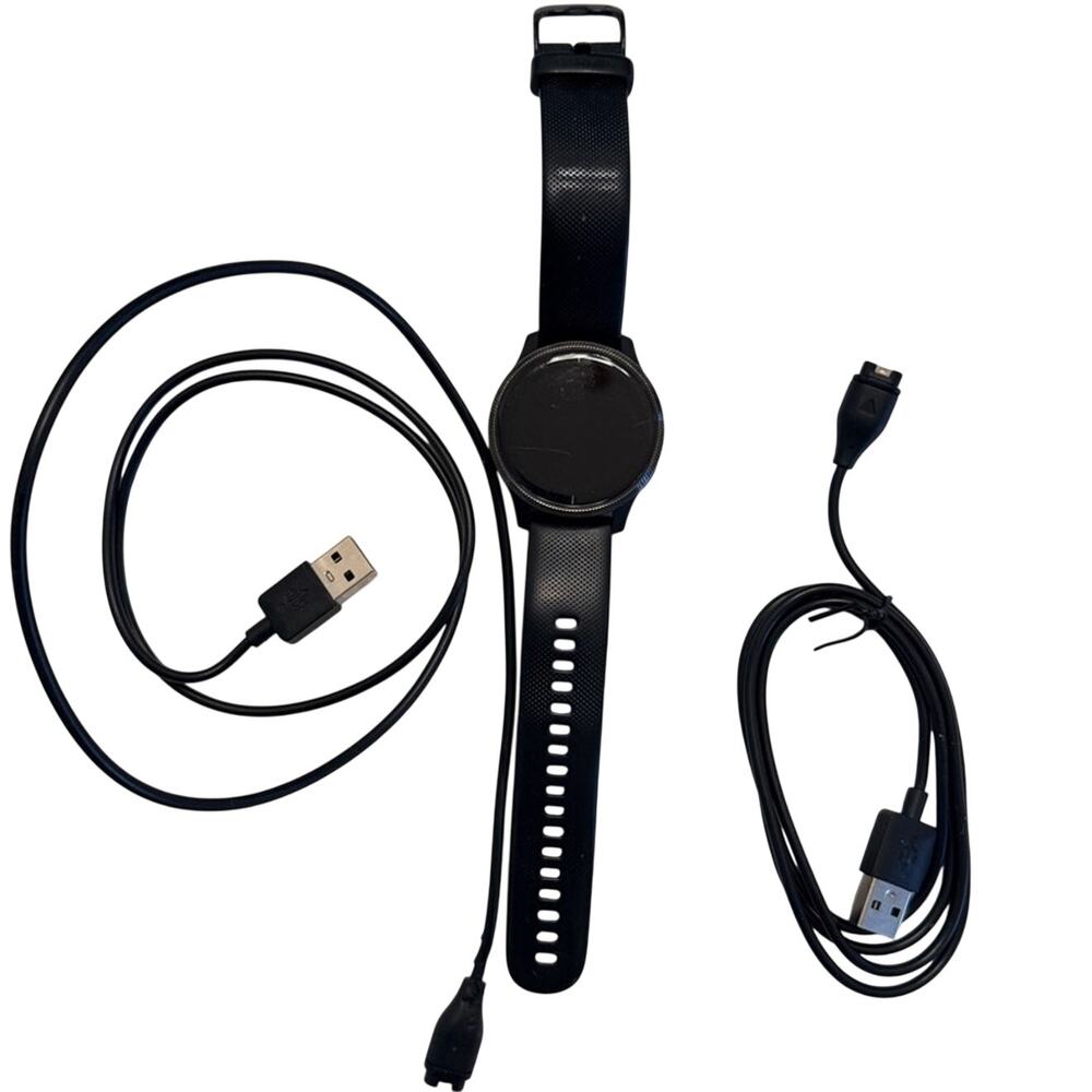 Garmin Venu Waterproof GPS Smart Watch Black Band Fitness FADING BROKEN SCREEN